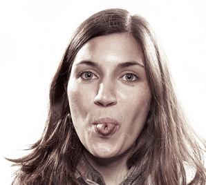 Woman poking out her tongue